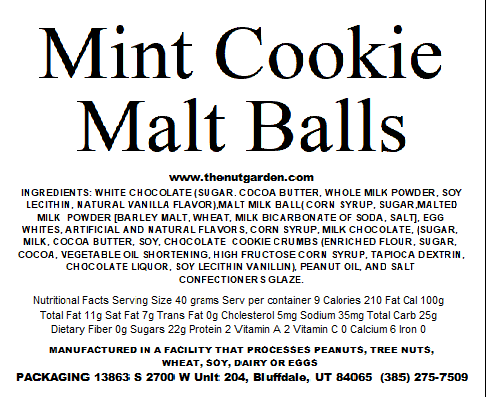 Malt Balls, Mint Chocolate Cookie (13 oz) - The Nut Garden