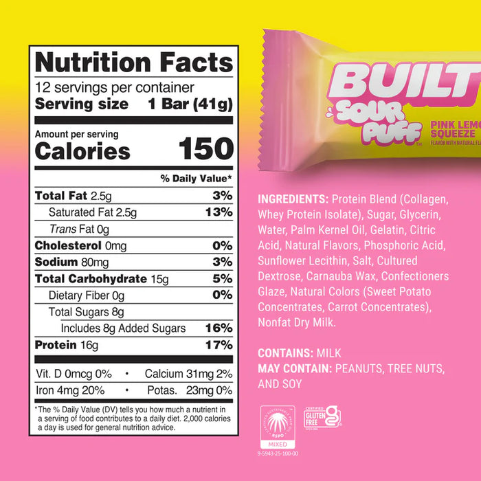 Built Bar Puffs | Pink Lemonade Squeze Sour