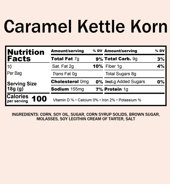 Kettle Corn, Caramel Popcorn Nutrition facts