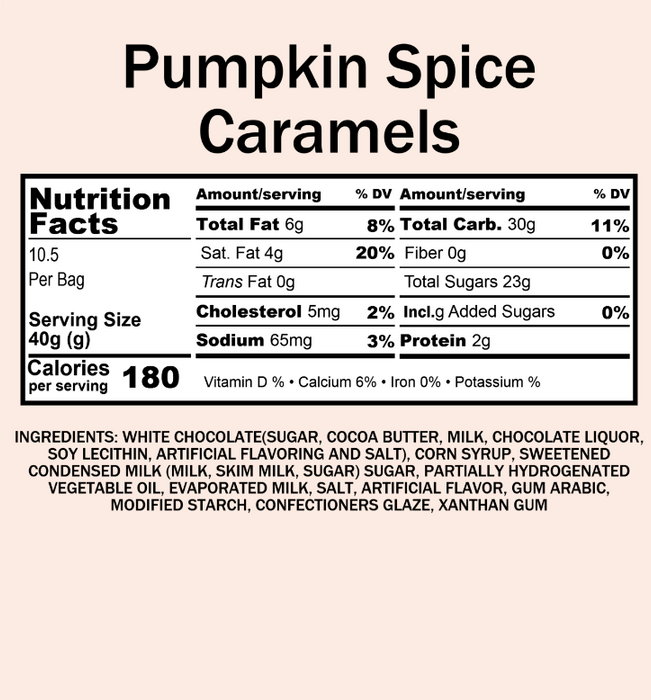 Caramels, White Chocolate Pumpkin Pie (12 oz)