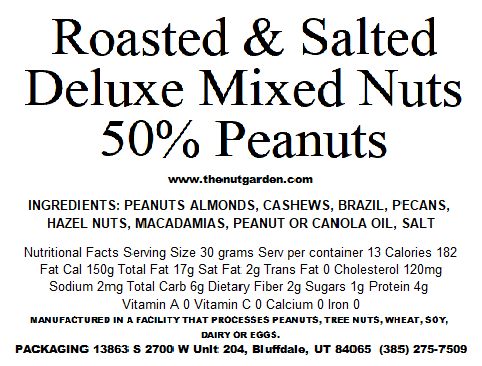 Deluxe Nuts, Roasted and Salted 50% Peanut (14 oz)