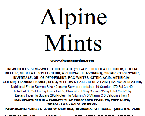 Alpine Mints, Dark Chocolate, Candy Coated (14 oz) - The Nut Garden