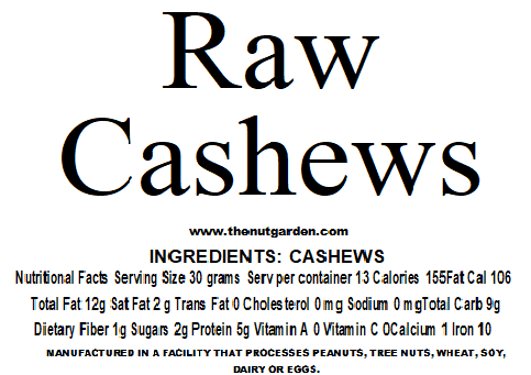 Cashews, Raw (14 oz) - The Nut Garden