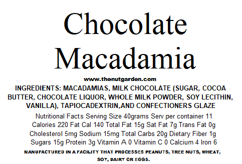 Macadamias, Artisan Belgian Milk Chocolate 14 oz - The Nut Garden