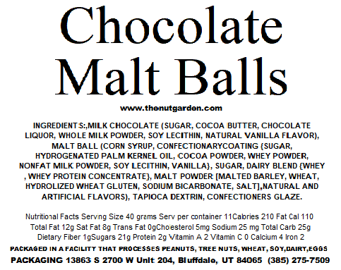 Malt Balls, Chocolate (13 oz) - The Nut Garden