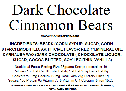 Cinnamon Bears, Dark Chocolate (14 oz) - The Nut Garden