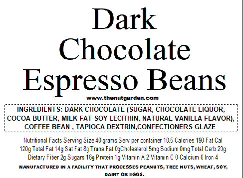 Coffee Beans, Dark Chocolate (15 oz) - The Nut Garden