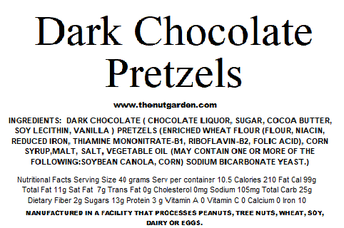 Pretzels, Dark Chocolate (14 oz) - The Nut Garden