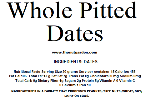 Dates, Whole Pitted, Deglet Noor (14 oz) - The Nut Garden
