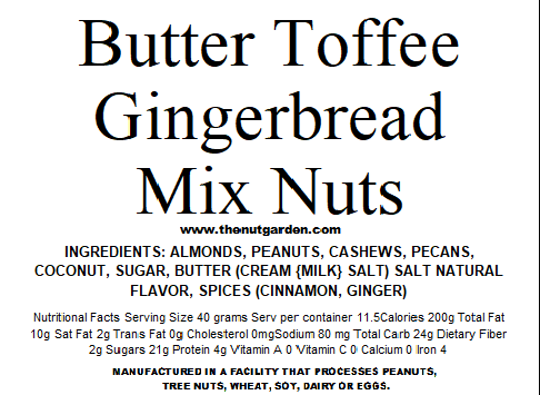 Mixed Nuts, Gingerbread Butter Toffee (14 oz)