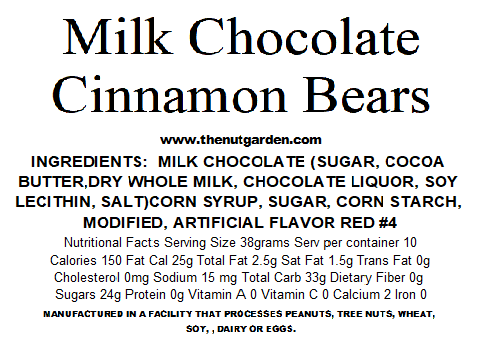 Cinnamon Bears, Milk Chocolate Covered (15 oz) - The Nut Garden