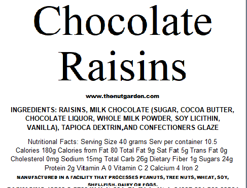 Raisins, Milk Chocolate Covered (15 oz) - The Nut Garden