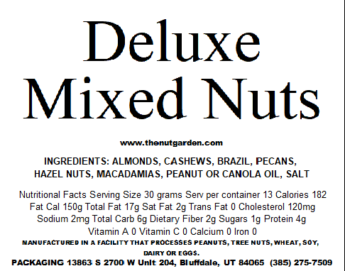 Deluxe Nuts, Roasted and Salted (14 oz) - The Nut Garden
