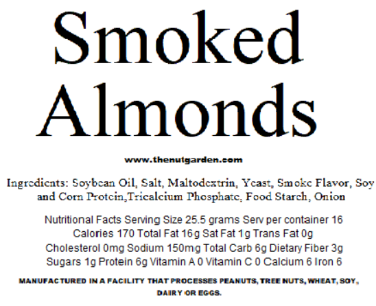 Almonds, Smoked (14 oz) - The Nut Garden